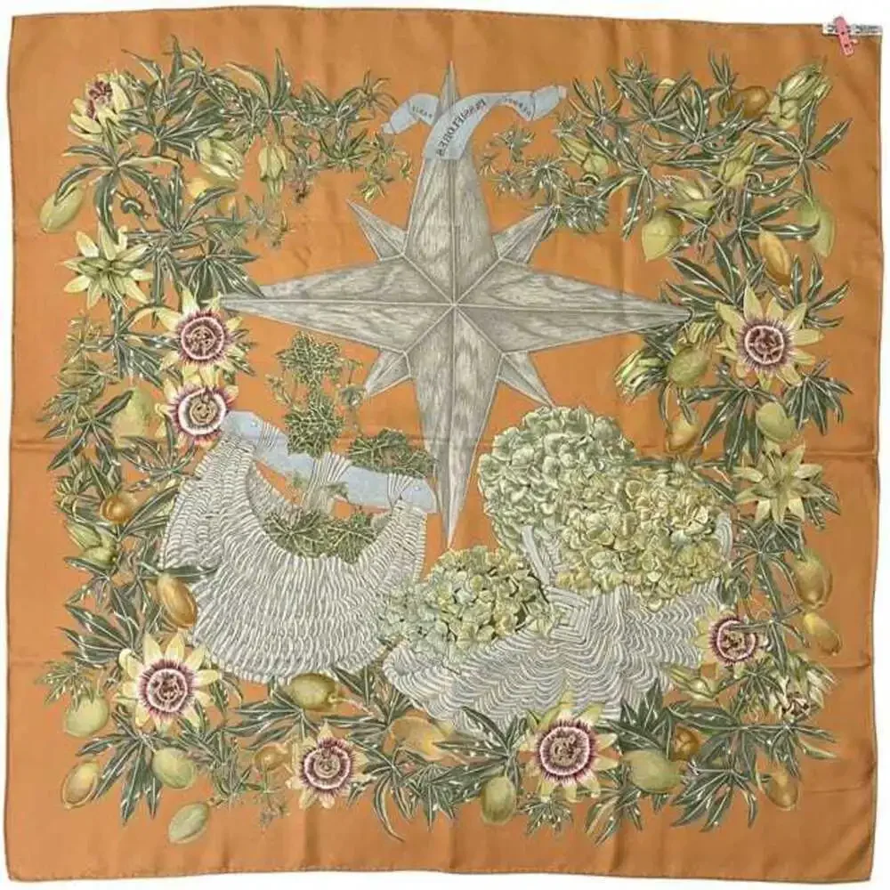 HERMES Cream Silk Scarf